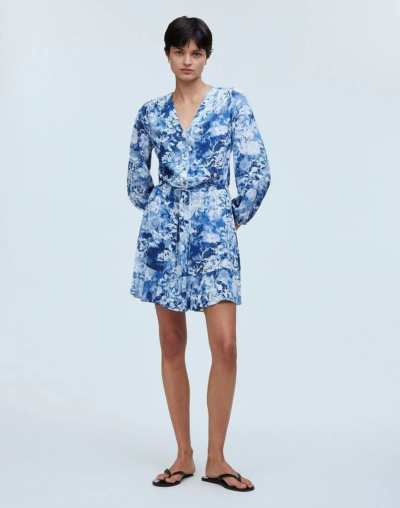 Madewell Tie-Waist Mini Shirtdress in Floral Crepe 2