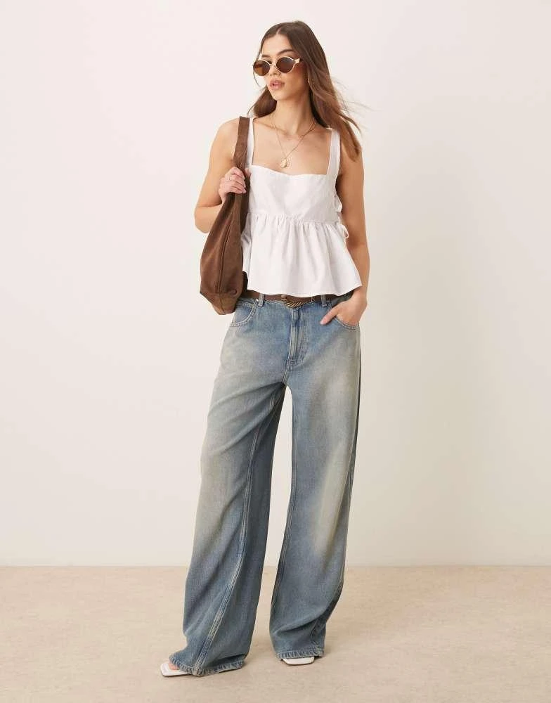 ASOS ASOS DESIGN tie side babydoll tank top in white 4
