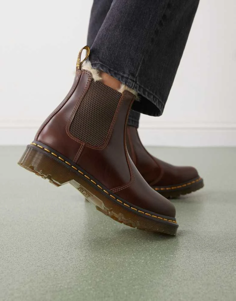 Dr Martens 2976 Leonore fur lined chelsea boots in brown leather  On Sale  Now with Up to 10% Off | Discover Exclusive Deals & Savings at BeyondStyle   Authentic Dr. Martens