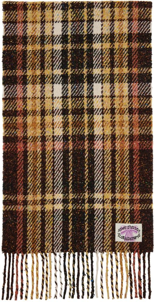 Acne Studios Brown & Orange Plaid Fringe Scarf 1
