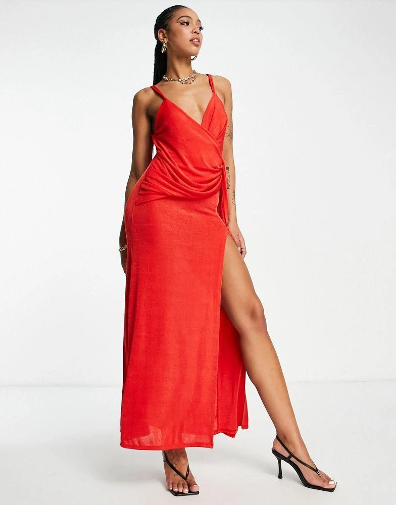 ASOS DESIGN ASOS DESIGN drape wrap maxi dress in red 1