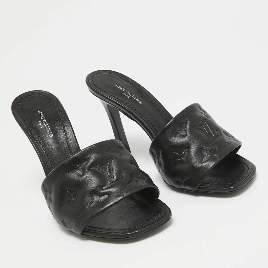 Louis Vuitton Louis Vuitton Black Leather Revival Slide Sandals Size 37 4