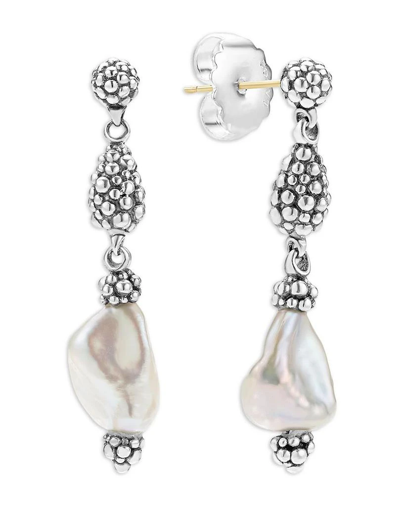 LAGOS Sterling Silver Luna Keshi Pearl & Caviar Bead Drop Earrings 1