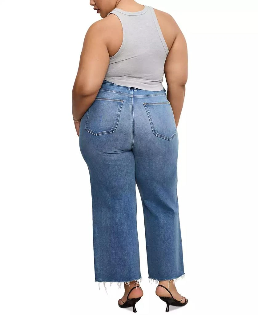 Good American Women's Soft-Tech Good Waist Palazzo Cropped Jeans 11