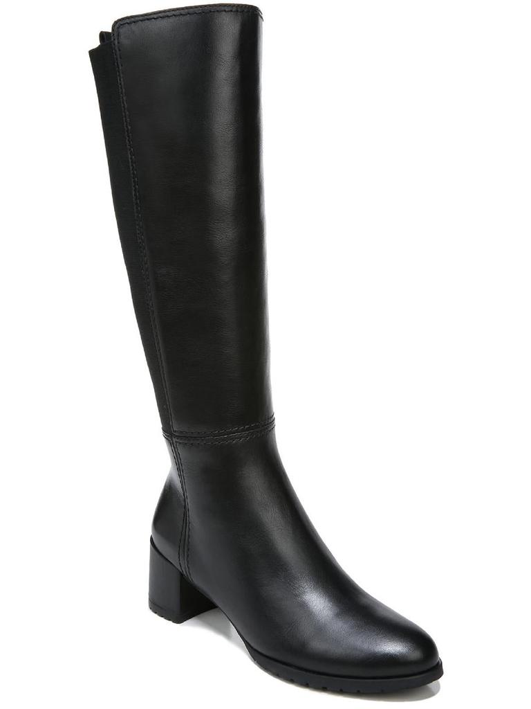 Naturalizer Brent Wide Calf High Shaft Boots Black Leather Fabric 8M Boots Free Shipping BeyondStyle