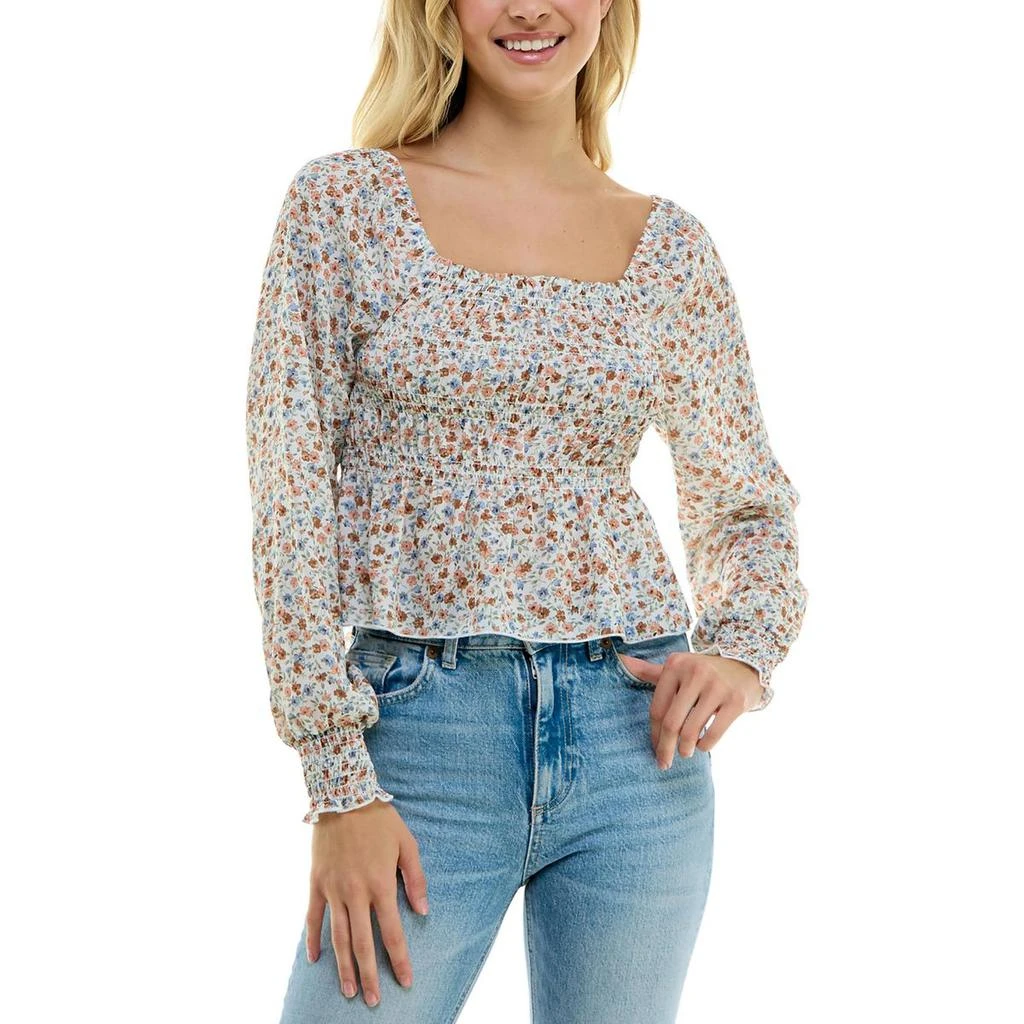 Ultra Flirt Juniors Womens Floral Ruffled Off The Shoulder 3