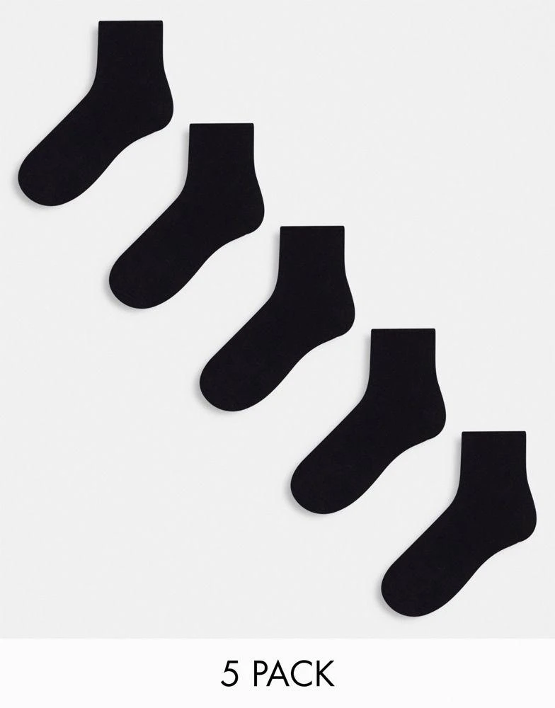 ASOS ASOS DESIGN 5 pack ankle socks in black 1