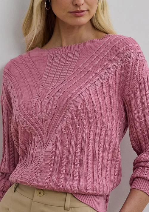 Ralph Lauren Ralph Lauren Cable Knit Cotton Blend Boat Neck Sweater 3