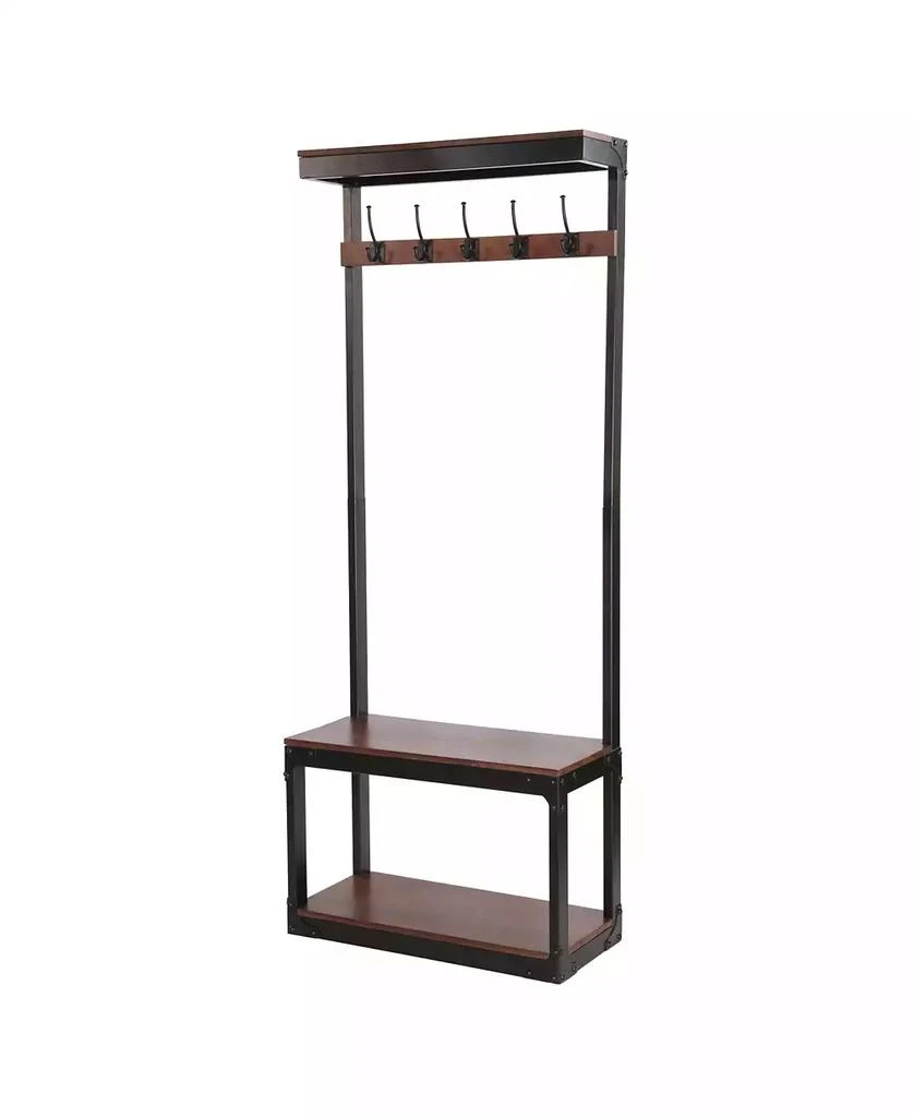 Streamdale Furniture Mango Wood Entryway Coat Rack Bench with Storage 7