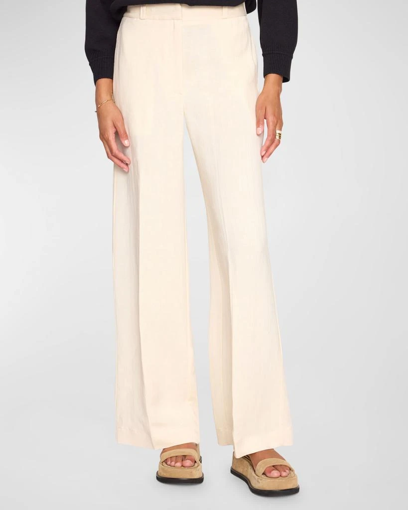 Brochu Walker Areo Mid-Rise Straight-Leg Linen-Blend Pants 1