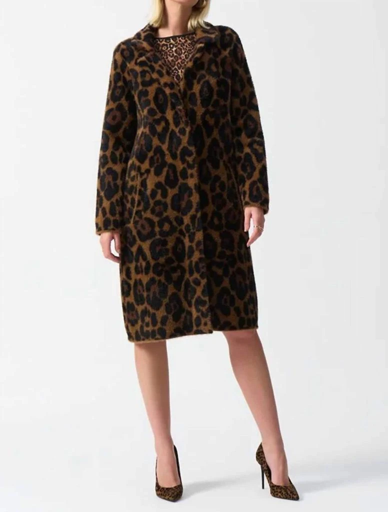 JOSEPH RIBKOFF Joseph Ribkoff - Leopard Print Faux Fur Coat