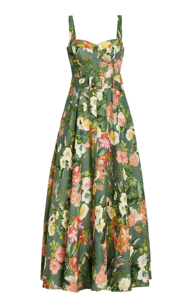 Cara Cara Cara Cara - Calypso Belted Floral Linen Bustier Midi Dress - Multi - US 6 - Moda Operandi 1