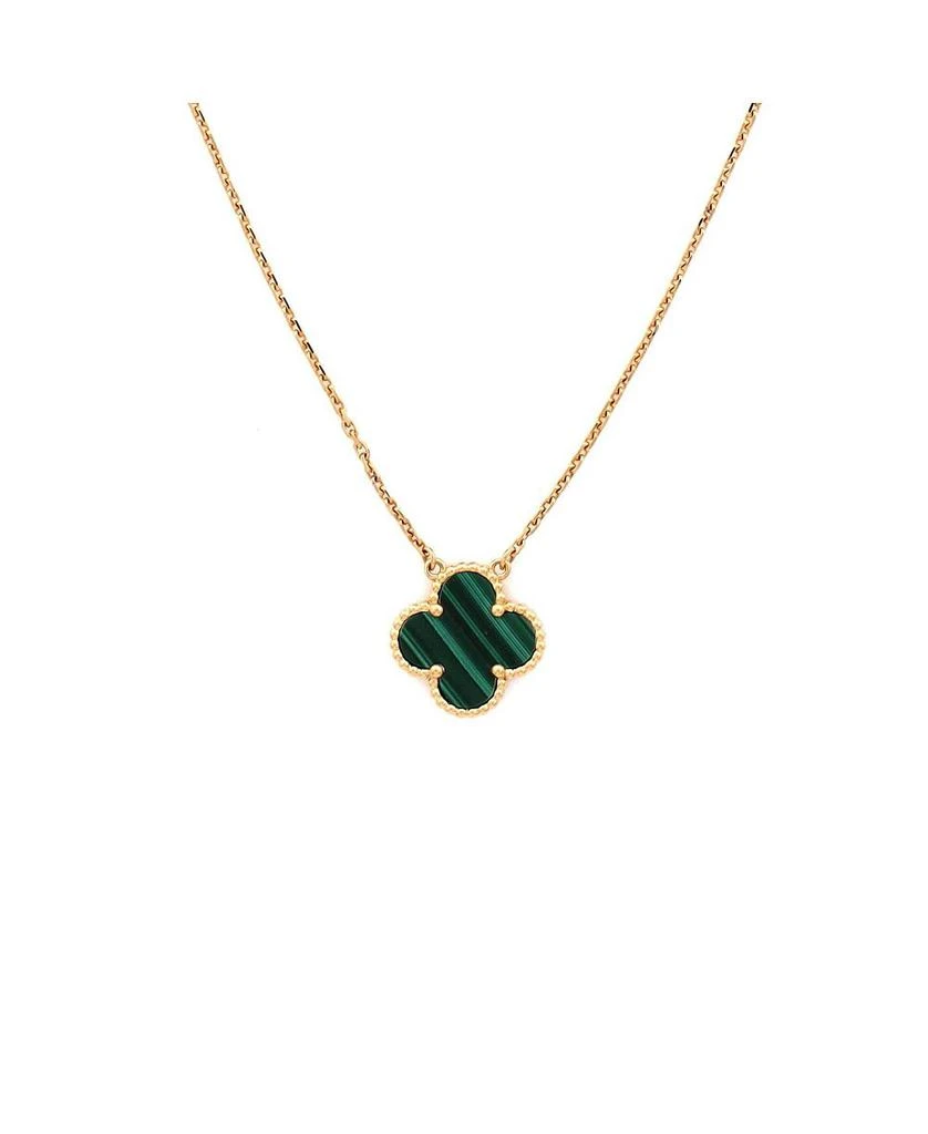 Pre-Owned Van Cleef 
Arpels Vintage Alhambra Pendant Necklace 18K Gold and Malachite, 16.25" 1
