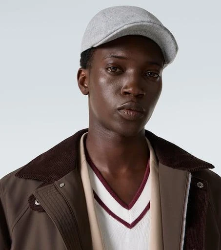 Brunello Cucinelli Embroidered virgin wool flannel cap 3