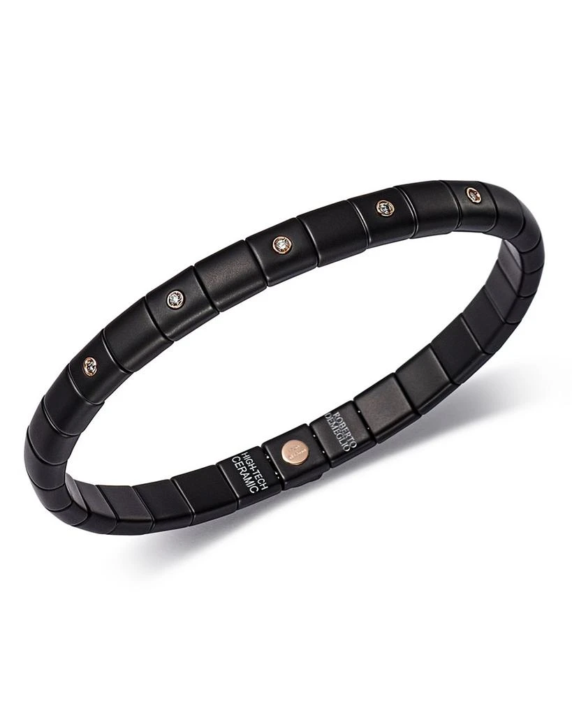 Roberto Demeglio 18K Rose Gold & Matte Black Ceramic Pura Stretch Bracelet with Alternating Champagne Diamond Bezels 1