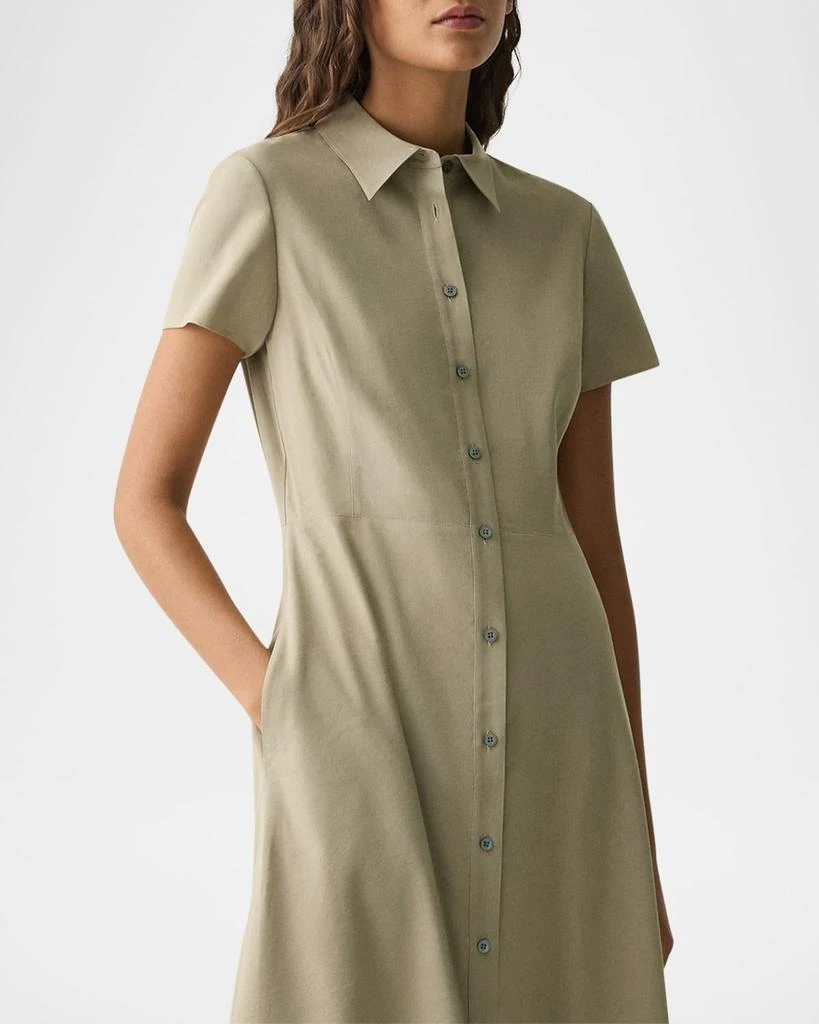 Theory Good Linen Short-Sleeve Button-Front Midi Shirt Dress 5