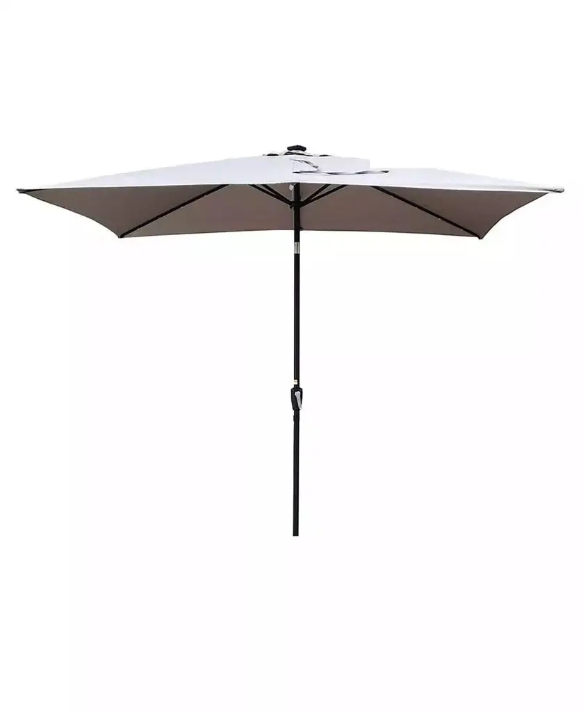 YIORTWO 10 x 6.5 FT Solar LED Patio Umbrella with Crank Tilt for Outdoor Dining