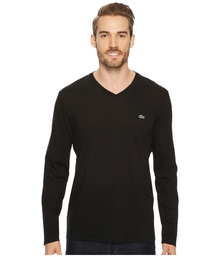 Lacoste Long Sleeve Pima Jersey V-Neck T-Shirt 1