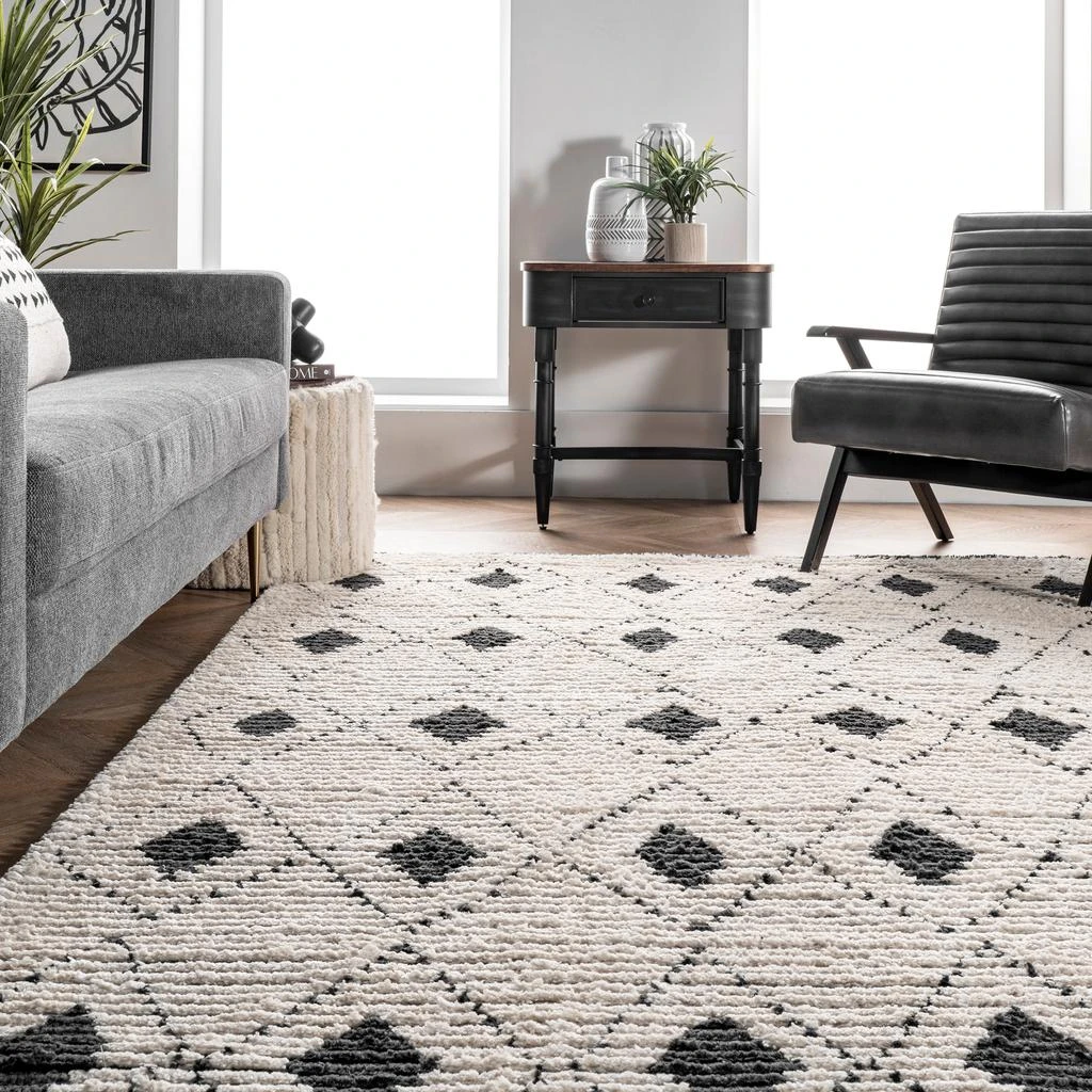 nuLOOM Joanna Diamond Trellis Soft Shag Fringe Area Rug 3