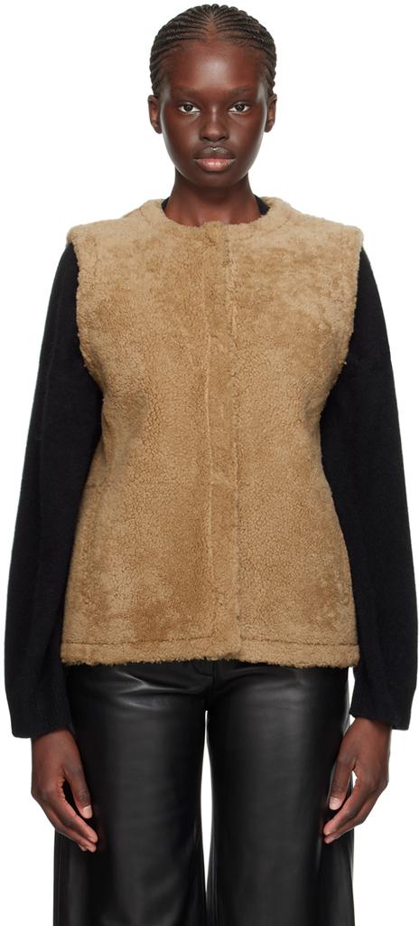 Yves Salomon Tan Reversible Shearling Vest