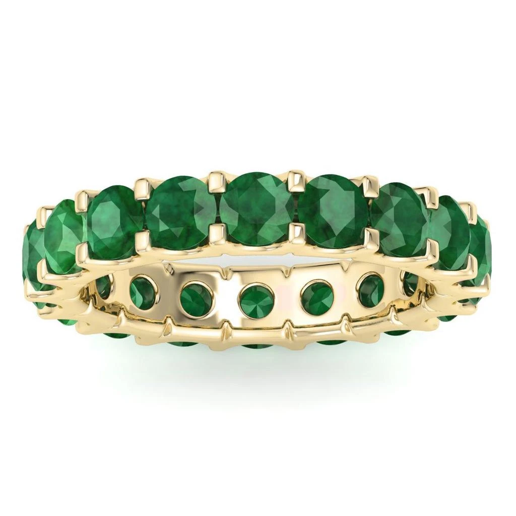 SSELECTS 14 Karat Yellow Gold 3 Carat Round Emerald Eternity Ring 1
