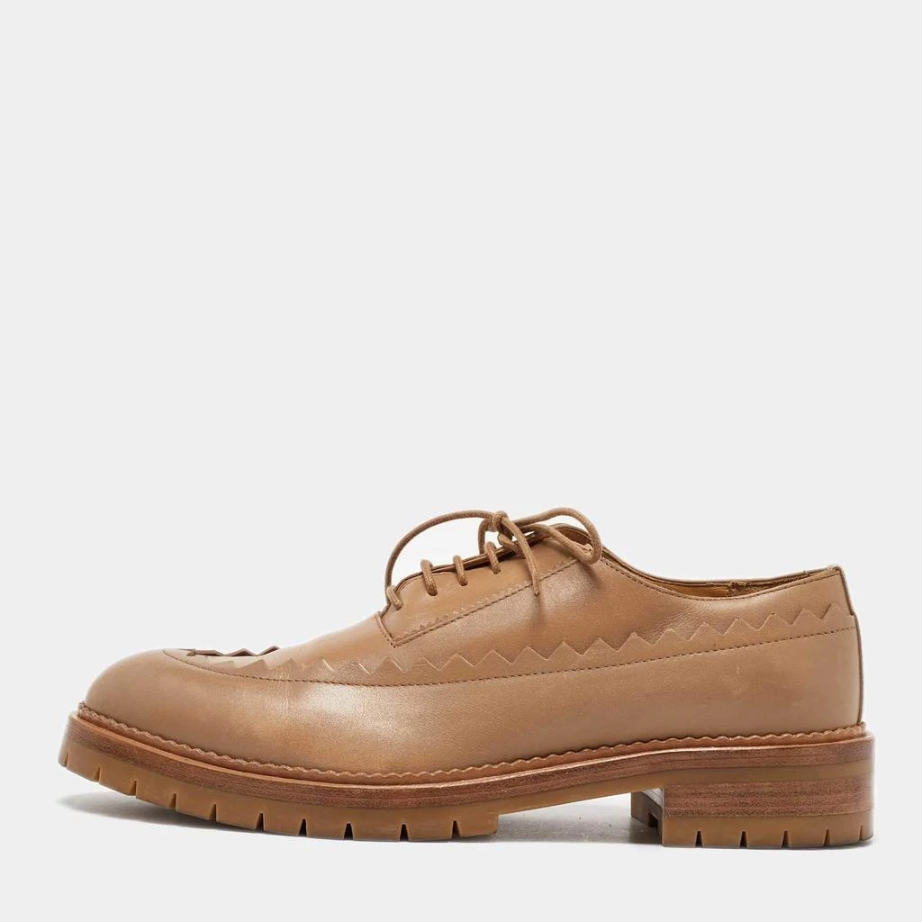 Shop Hermes Camel Brown Leather Puzzle Lace up Oxfords Size  display picture 1