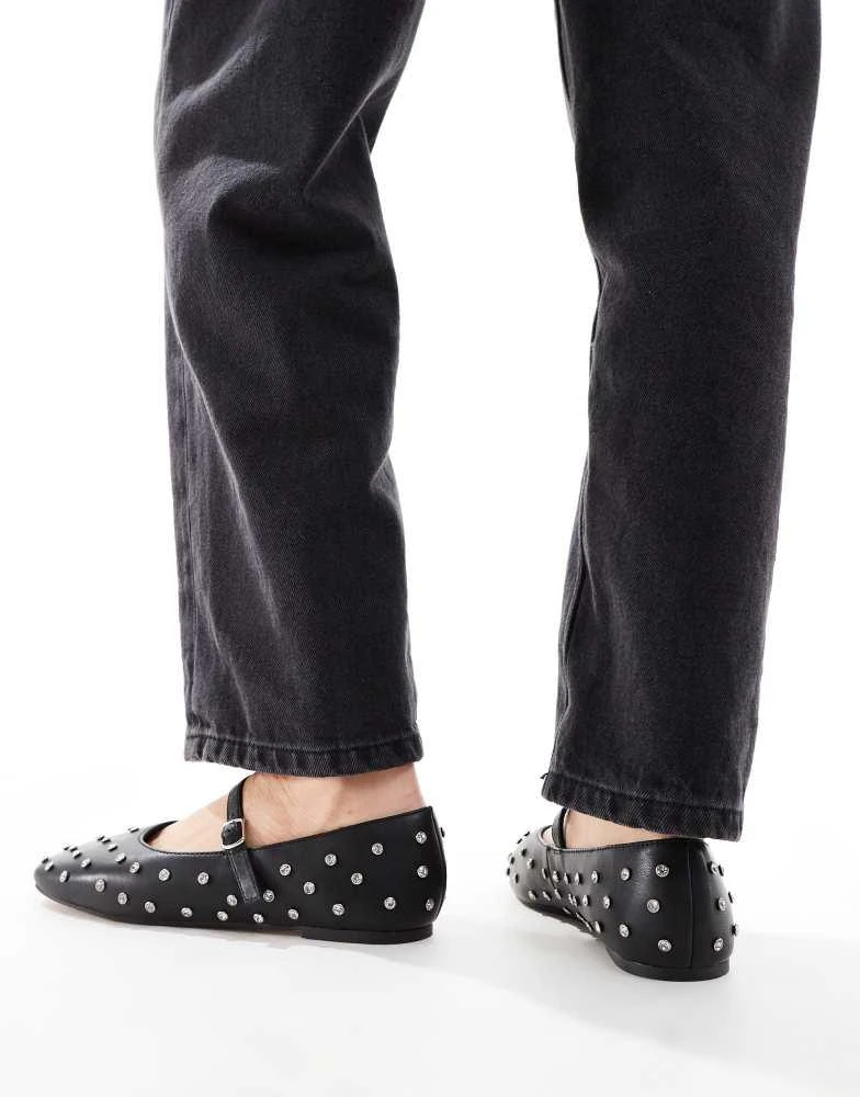 ALDO ALDO Marylina Studded Ballet with Buckle in Black Leather 3
