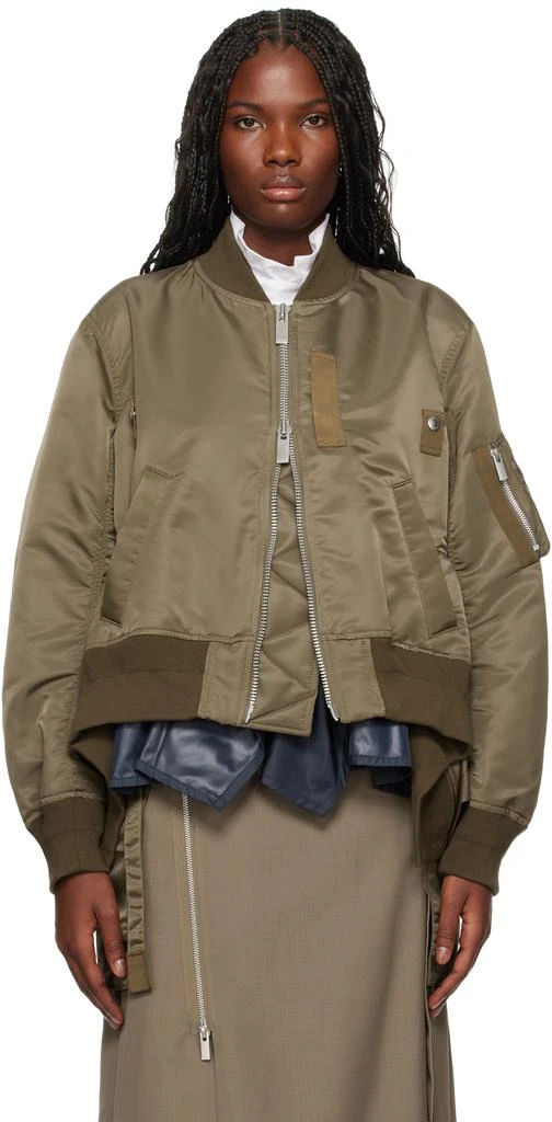 Sacai Khaki Nylon Twill Bomber Jacket 1