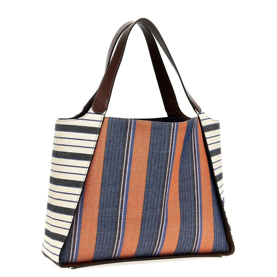 Stella McCartney Striped Logo Embroidered Cotton Tote Bag 2