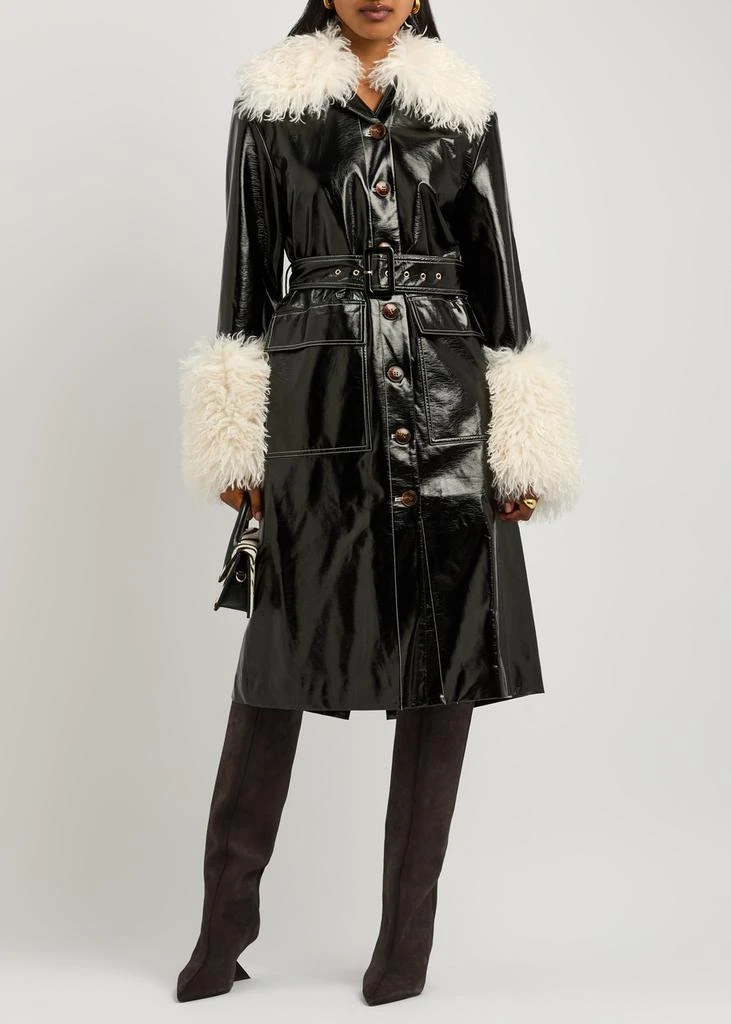 Kitri Simone faux shearling-trimmed vinyl coat 3