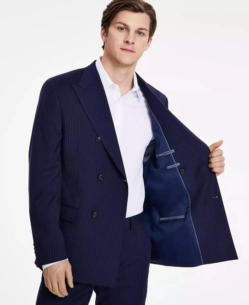 Alfani Men's Navy Slim-Fit Stripe Double Breasted Suit Jacket, Created for Macy's 4
