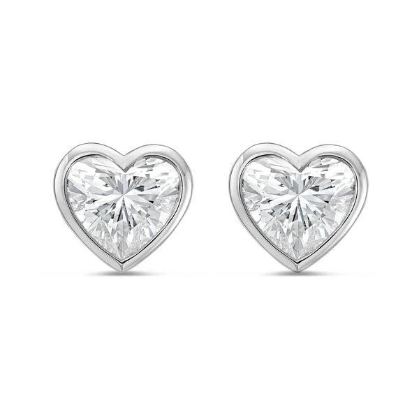 Diana M Jewels 14KT WHITE GOLD LAB GROWN heart shape STUDS IN A BEZEL SETTING WEIGHING 2.00 CTS TW