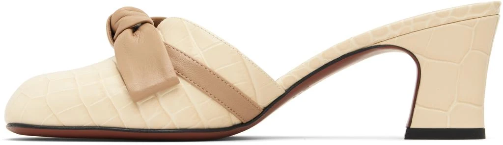 Valentino Beige Croc Embossed Leather Bow Mule Sandals 3