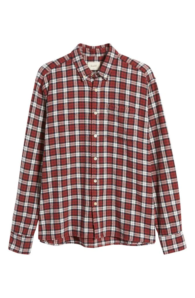 FORET Hornet Plaid Organic Cotton Flannel Button-Down Shirt 5