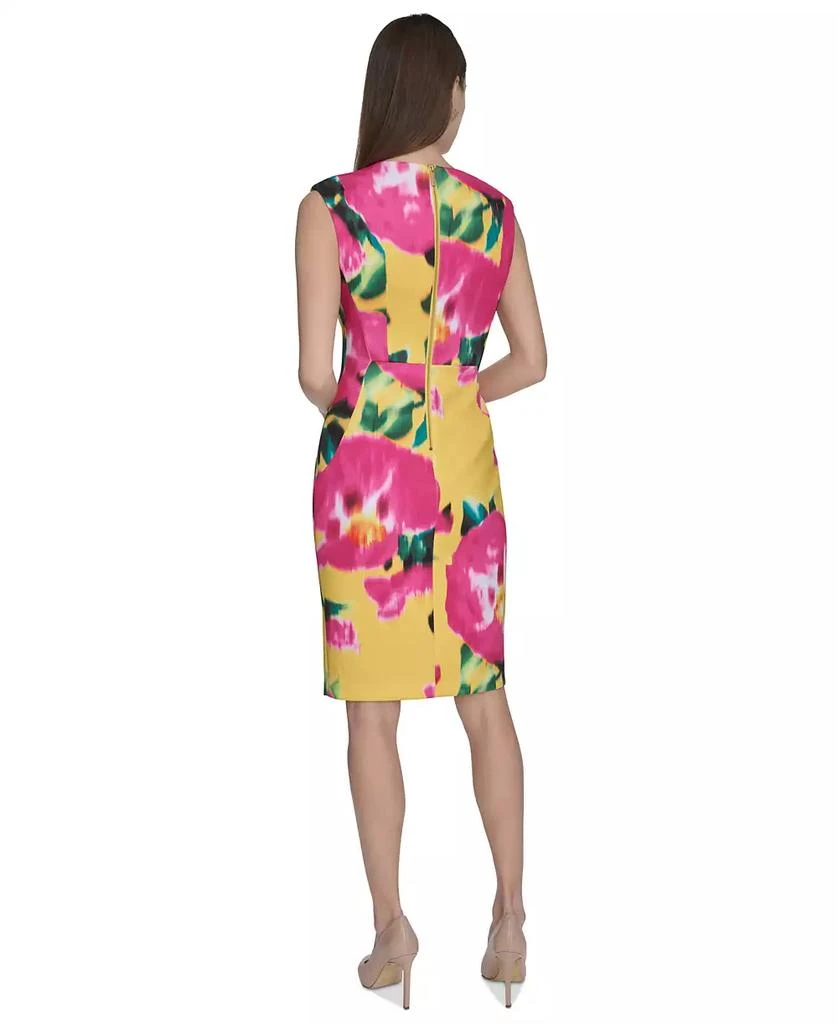 Calvin Klein Women's Floral-Print Scuba Sheath Dress 4