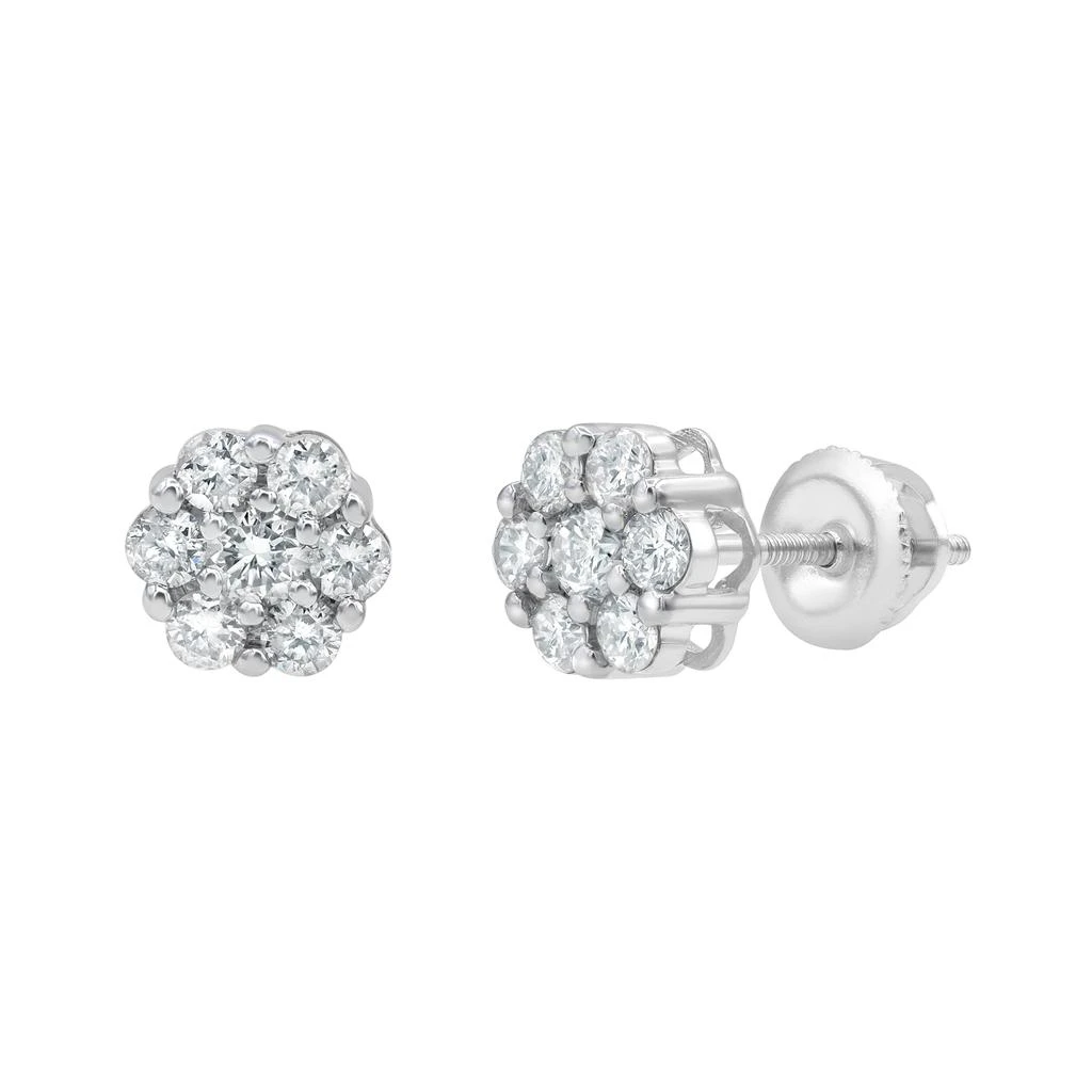LuvMyJewelry Meadow 0.5 Ct TW Lab Grown Diamond Cluster Studs 14K Gold Earrings