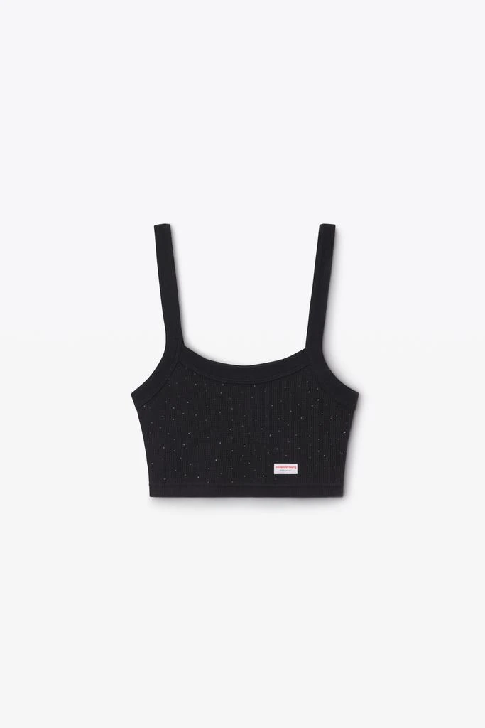 Alexander Wang Crystal Hotfix Cropped Camisole in Waffle Knit 2
