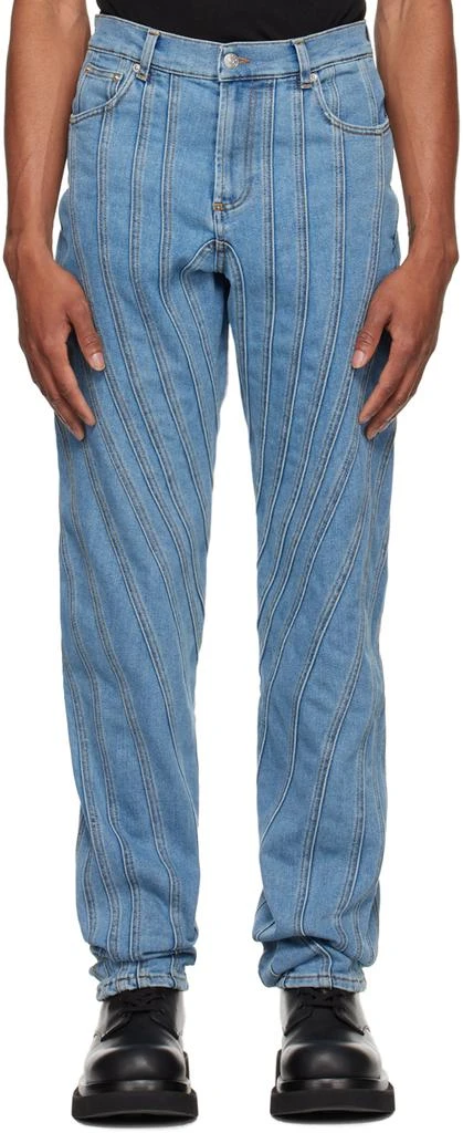 Mugler Blue Spiral Jeans 1