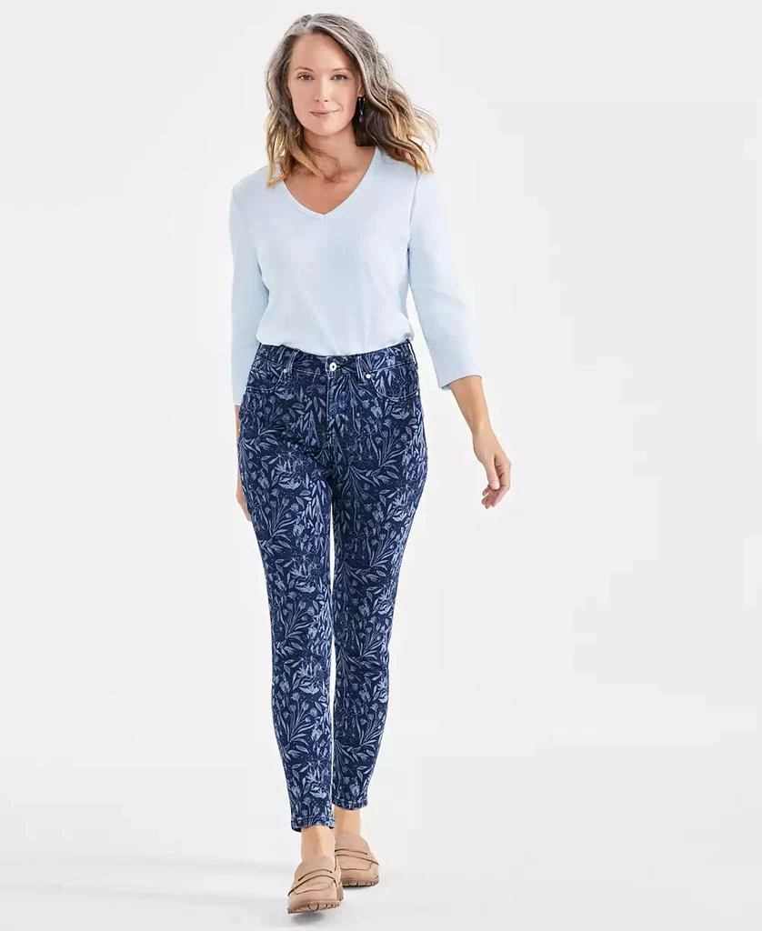 Style & Co Petite Printed Mid-Rise Curvy Skinny Jeans, Created for Macy's 1