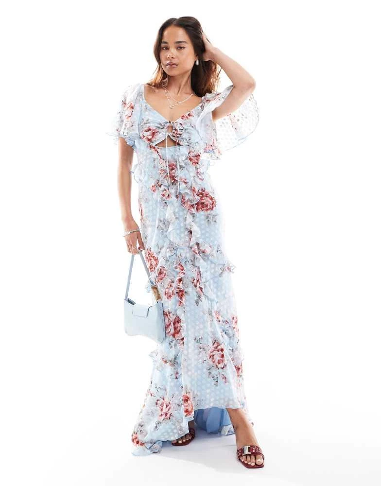 kristie lace trim floral midi dress DREAMY BLOSSOM WOVEN LACE MIDI DRESS l FLYING TOMATO – Flying Tomato