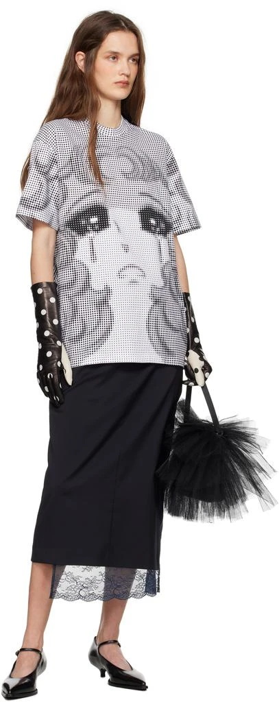 pushBUTTON Black & White Pixel Crying Girl T-shirt 4