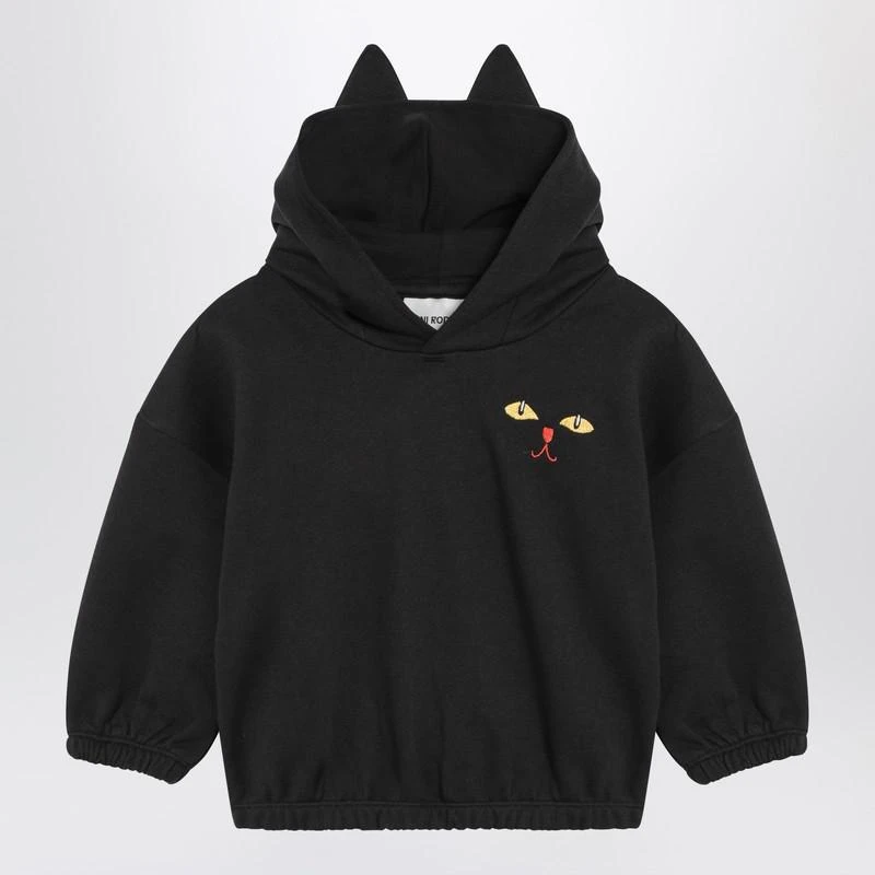 Mini Rodini Black hoodie with Cat Ears 1