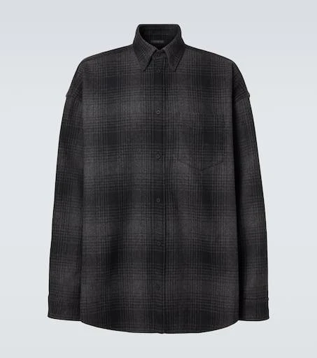 Balenciaga Checked wool-blend flannel shirt 1