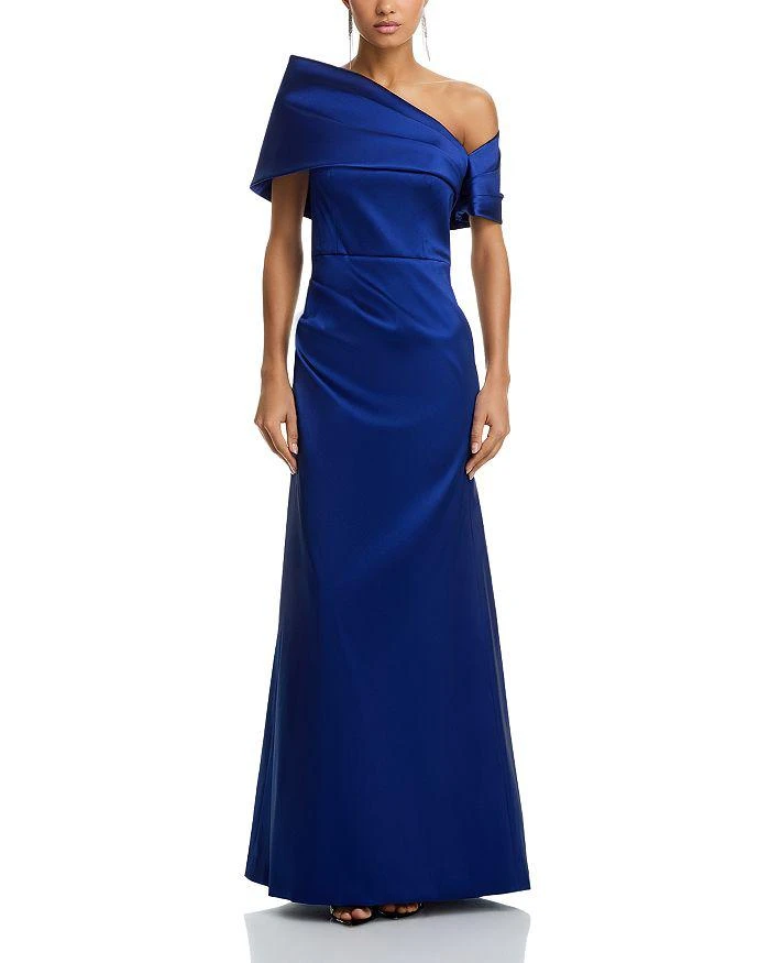 teri jon asymmetrical peplum dress One Sleeve Asymmetric Peplum Detail Fit and Flare Long Dress – John Paul  Ataker main image 0
