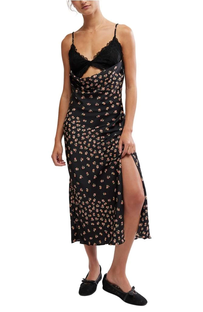 Free People Gossamer Glow Floral Print Cutout Lace Trim Nightgown 1
