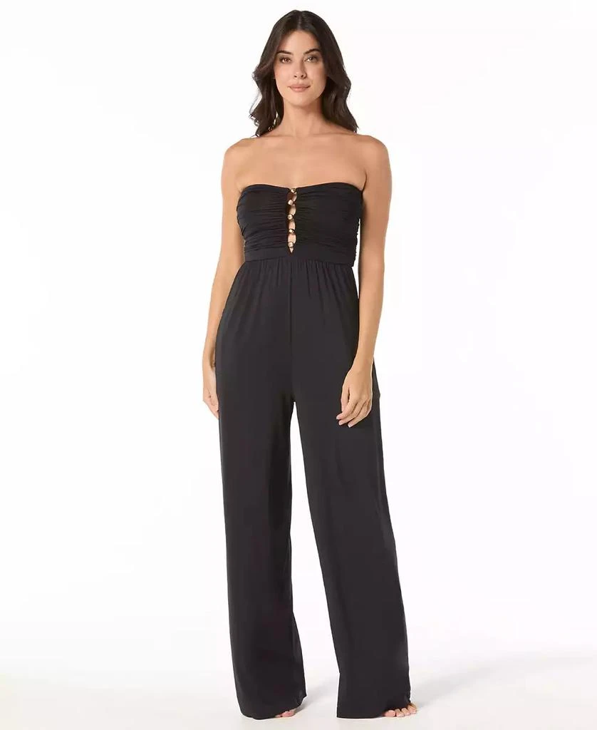 Carmen Marc Valvo Women
s Beaded Detail Cover-Up Jumpsuit