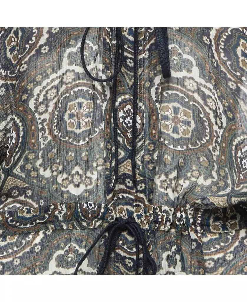 Pre-Owned Chloe Women
s Multicolor Paisley Printed Chiffon Drawstring Blouse 4