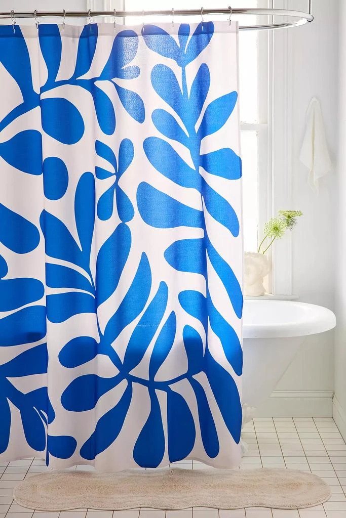 DENY Designs Little Dean  Blue Foliage Shower Curtain 1