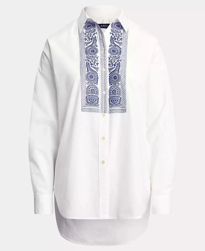 Ralph Lauren Women's Geo-Embroidered Cotton Broadcloth Shirt 5