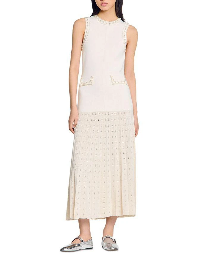 knee length dresses for ladies Levana Beaded Knit Maxi Dress White main image 0